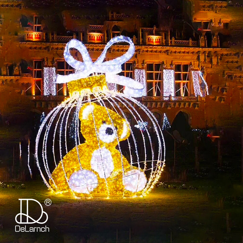 圣诞节日装饰美陈LED摆件圣诞球节日造型灯 商场酒店新年蝴蝶结